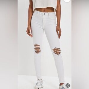 American Eagle Outfitters White Ripped Jeggings